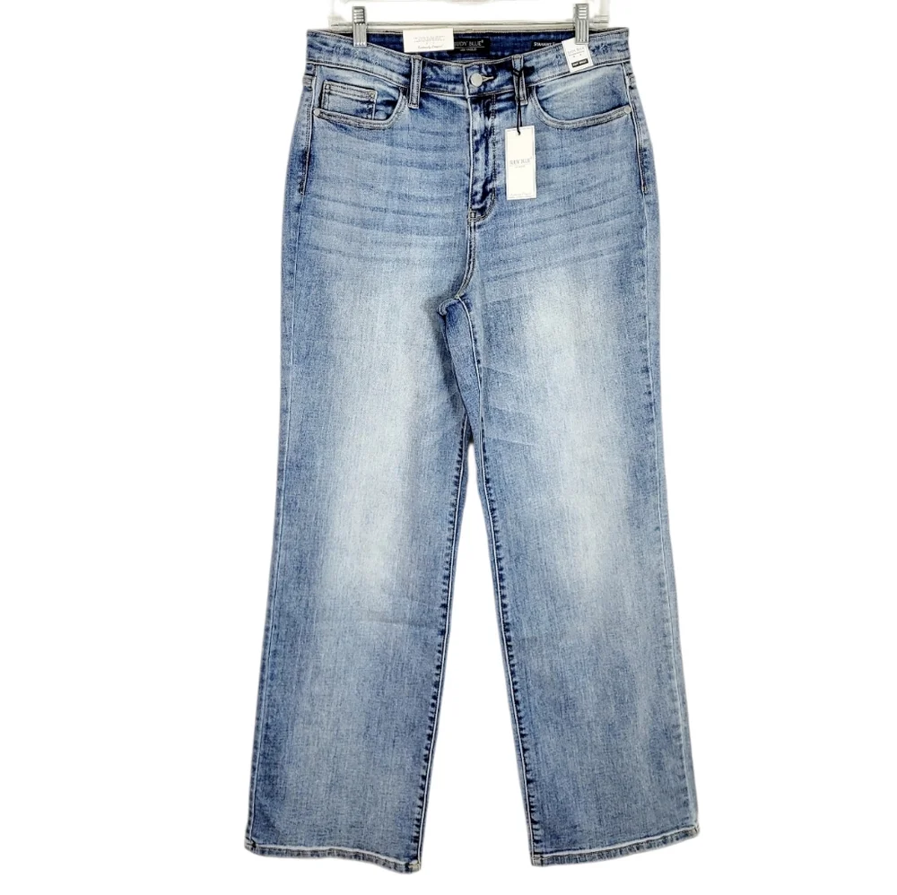 NWT JUDY BLUE High Rise Straight Fit Leg Light Distressed Wash Jeans Size 30 New